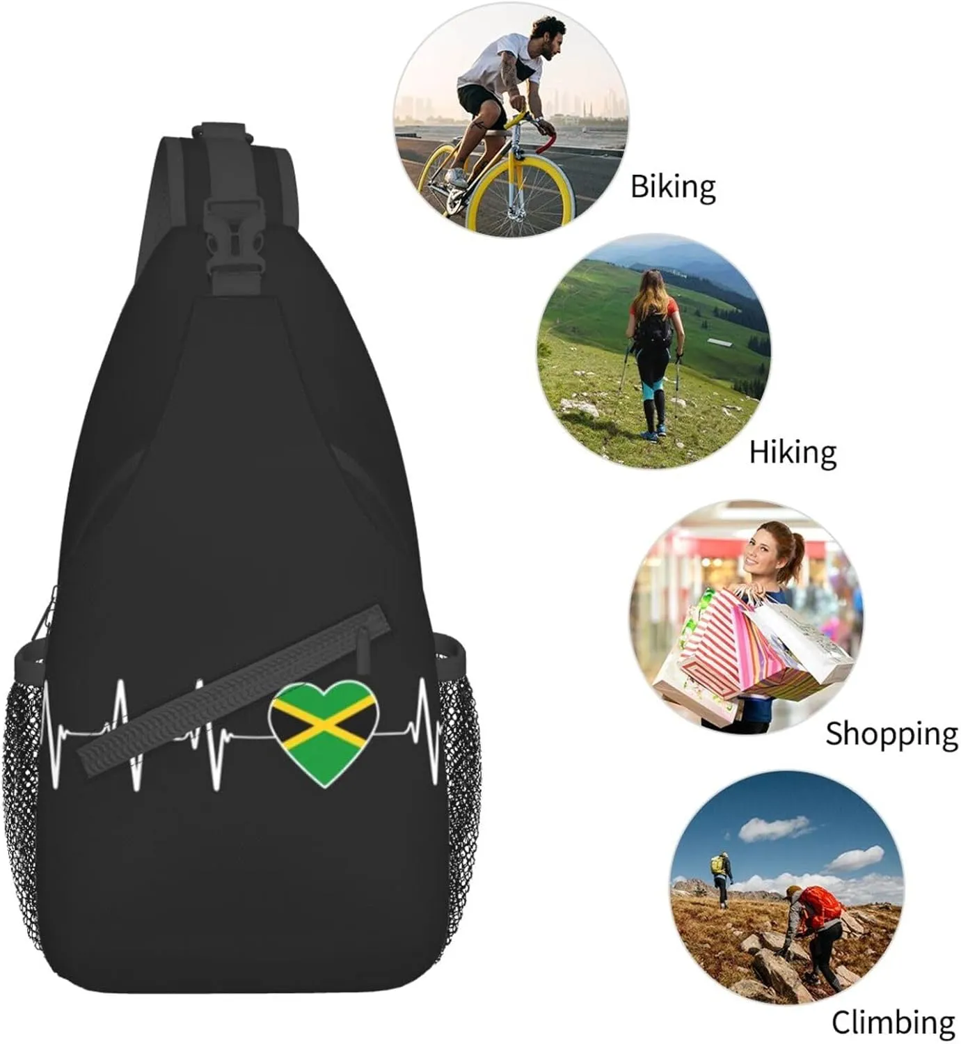 Cute Jamaica Flag Crossbody Sling Backpack Sling Bag Travel Hiking Chest Bag Jamaican Daypack for Women Men