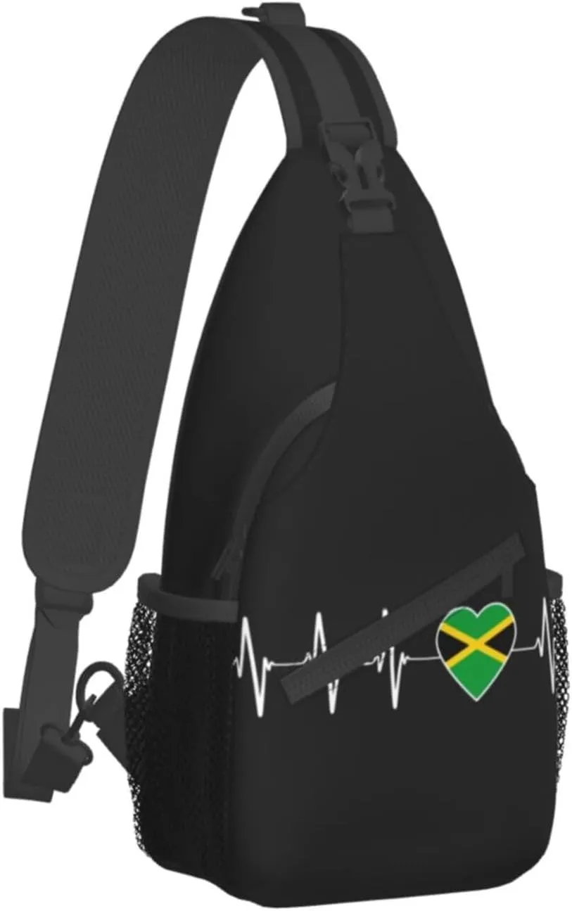 Cute Jamaica Flag Crossbody Sling Backpack Sling Bag Travel Hiking Chest Bag Jamaican Daypack for Women Men