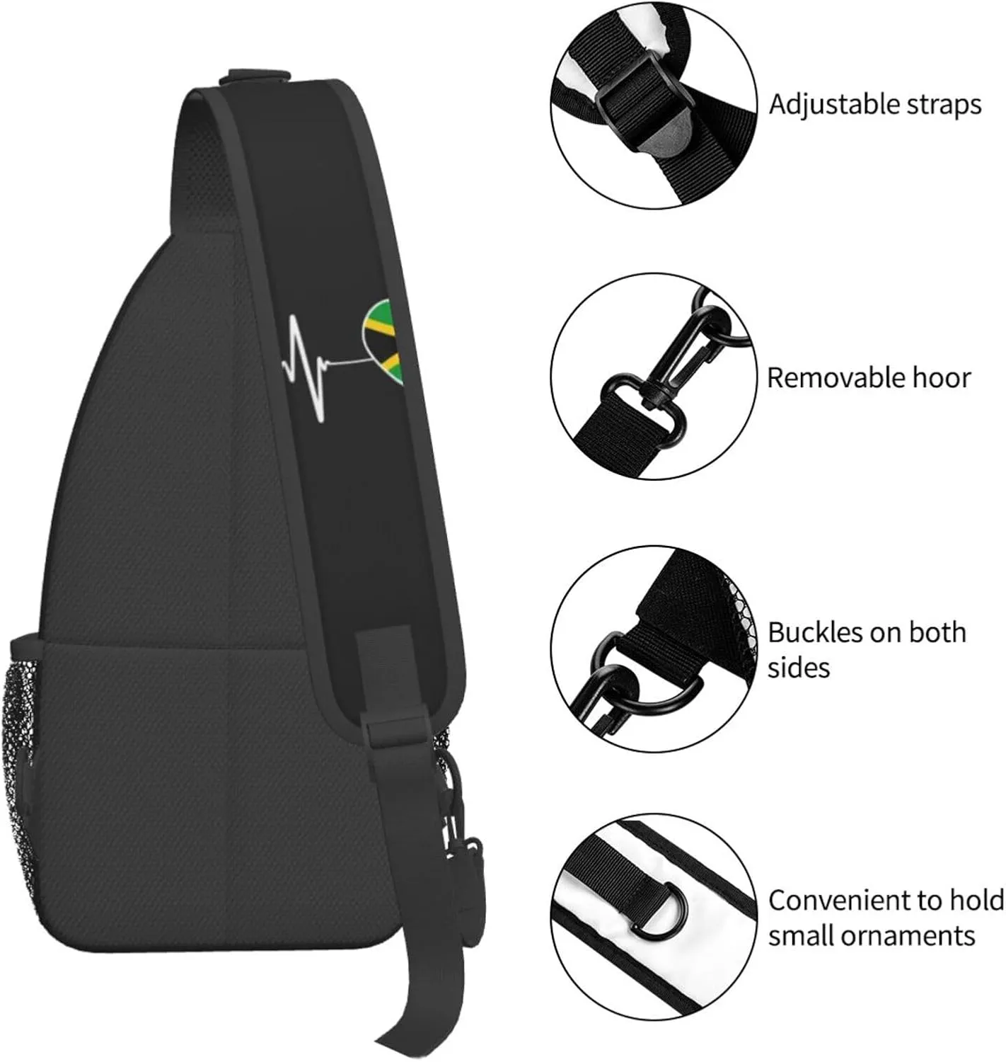 Cute Jamaica Flag Crossbody Sling Backpack Sling Bag Travel Hiking Chest Bag Jamaican Daypack for Women Men
