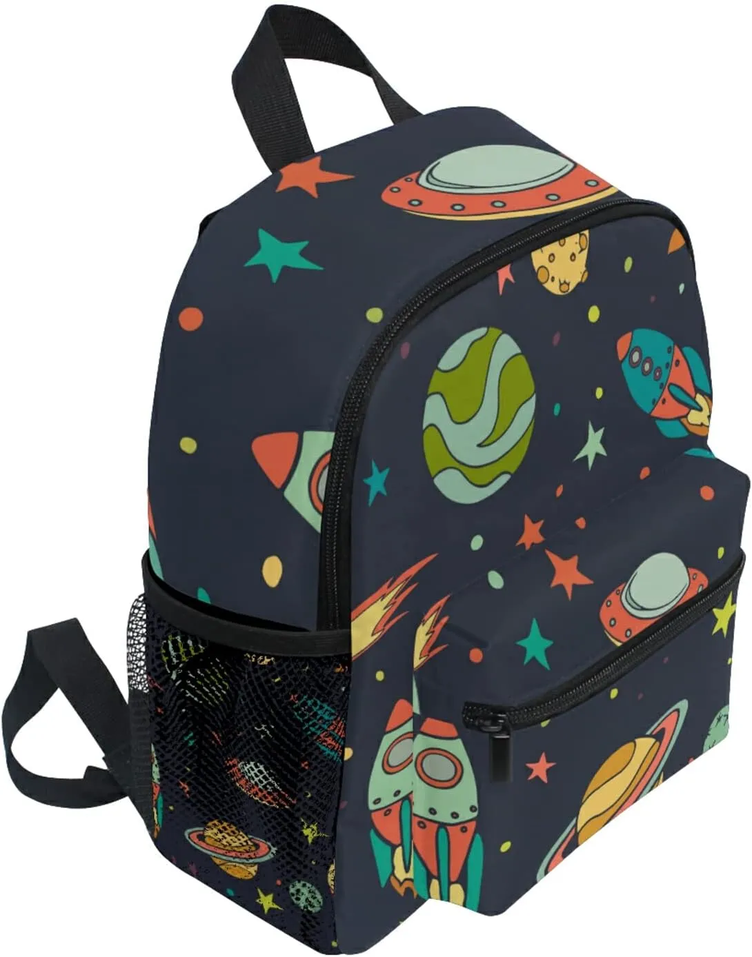 Cute Kid's Toddler Backpack Cartoon Universe Ufo Planet Rocket Schoolbag for Boys Girls,Kindergarten Children Bag Preschool Bag with Chest Clip 20241193