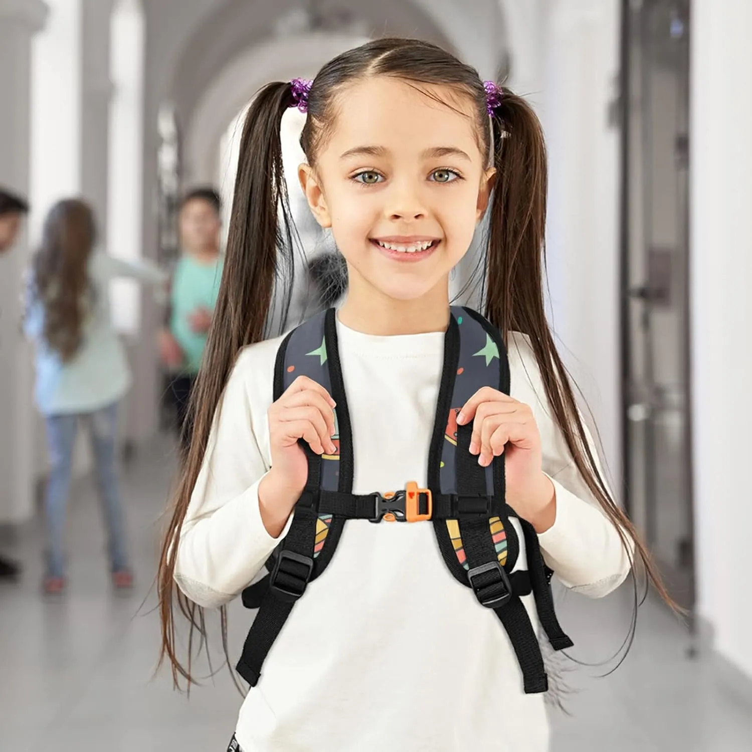 Cute Kid's Toddler Backpack Cartoon Universe Ufo Planet Rocket Schoolbag for Boys Girls,Kindergarten Children Bag Preschool Bag with Chest Clip 20241193