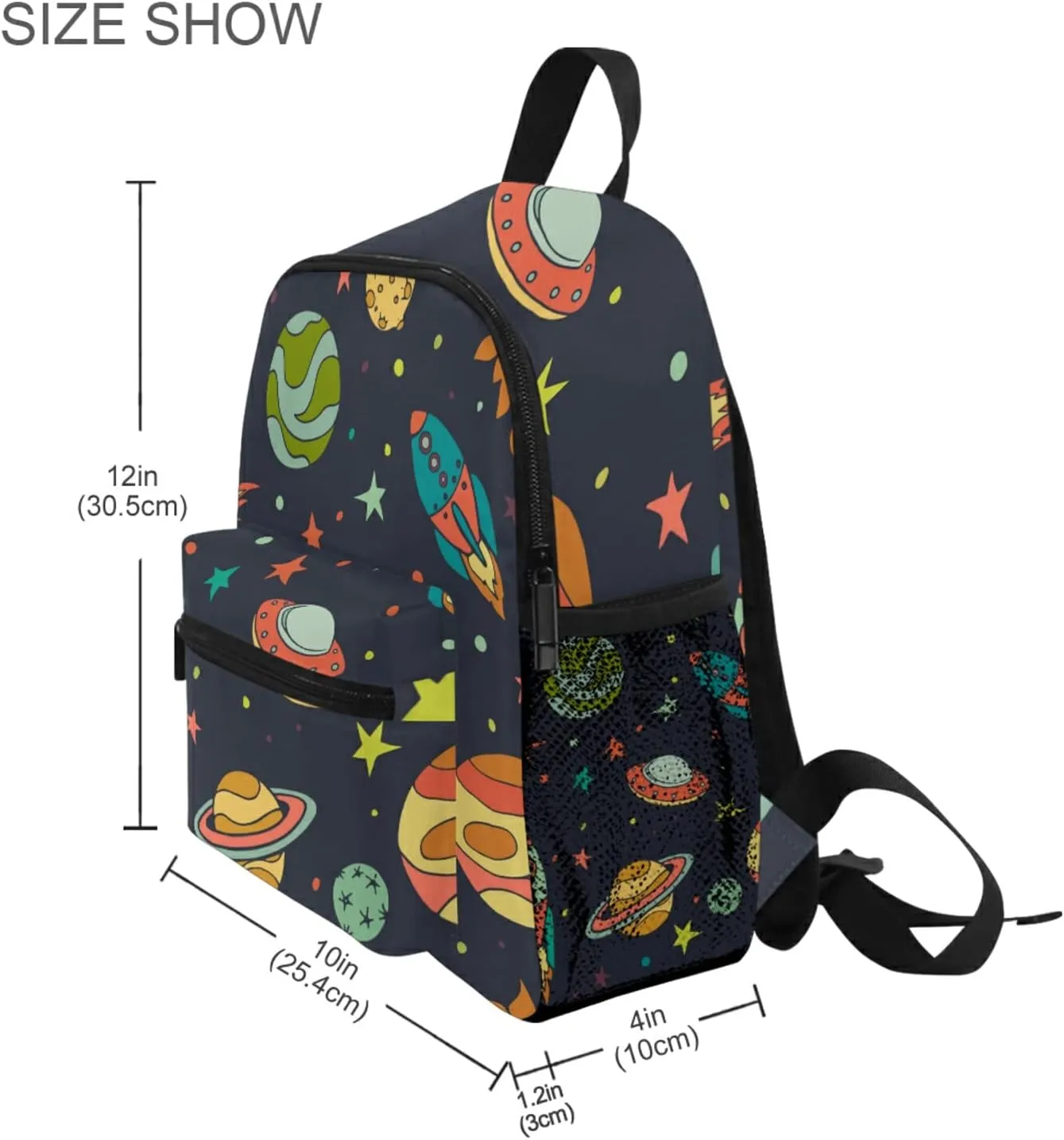 Cute Kid's Toddler Backpack Cartoon Universe Ufo Planet Rocket Schoolbag for Boys Girls,Kindergarten Children Bag Preschool Bag with Chest Clip 20241193