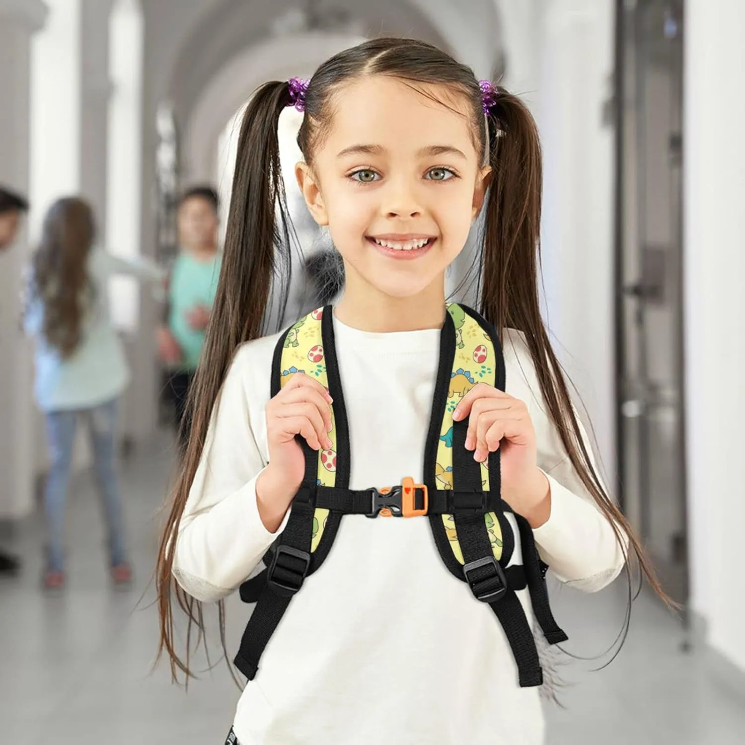 Cute Little Dinosaurs Toddler Backpack Light Travel Backpacks with Chest Strap and Whistle Mini Schoolbag Travel Bag for 3-8 Boys Girls