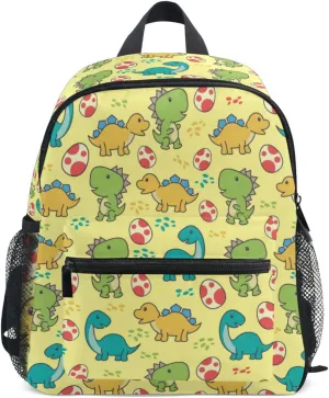 Cute Little Dinosaurs Toddler Backpack Light Travel Backpacks with Chest Strap and Whistle Mini Schoolbag Travel Bag for 3-8 Boys Girls