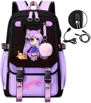 Cute School Backpack for Girls Kawaii Travel Laptop Bookbag School Bags Cartoon 18 Inch Child Kids Backpacks Purple