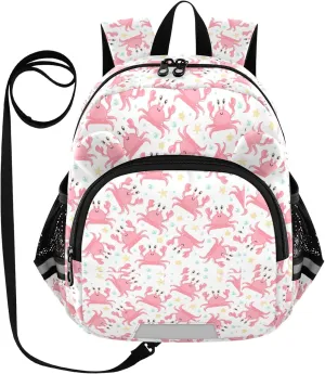 Cute Sea Animals Preschool Backpack Colorful Crab Daycare Bookbag School Backpack with Traction Rope for Kids 3-6