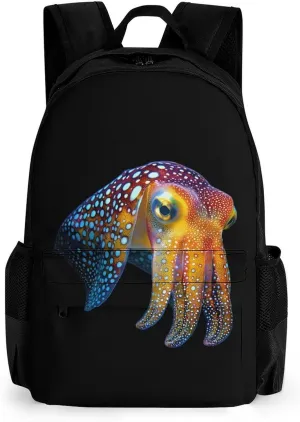 Cuttlefish Glowing Squid Fashion Backpack Light Weight Daily Travel Hiking Laptop Shoulder Bag