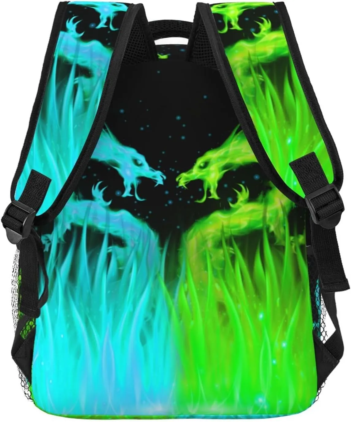 Cyan and Green Dragon Backpack for Boys Ages 4-12 Cool Fire Flame Backpacks Animal Bookbag for 2nd 3rd 4th 5th 6th Grade Kids Girls Back to School Gifts