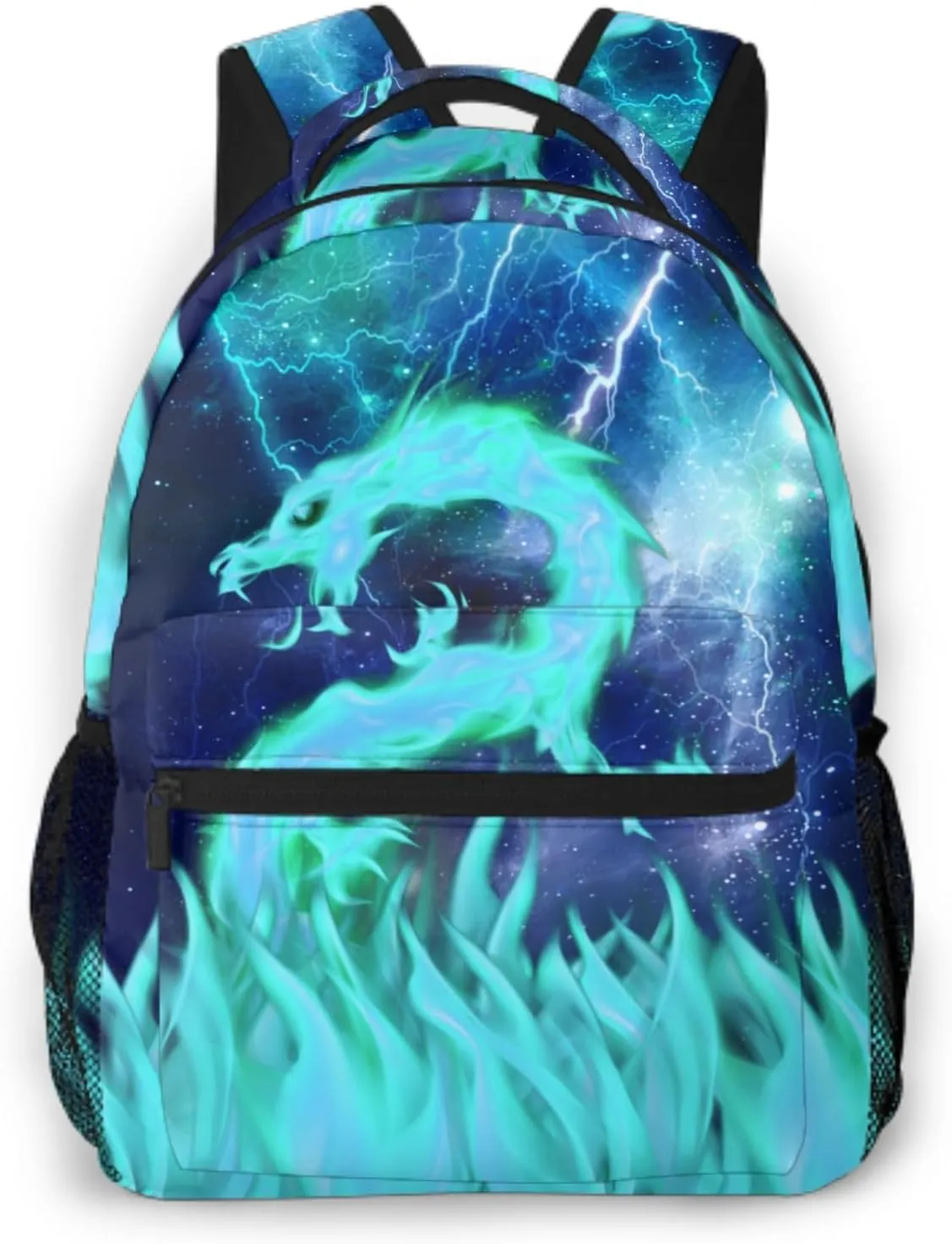 Cyan Dragon Backpack for Boys Girls Kids Cool Lighting Bookbags for 2nd 3rd 4th 5th 6th Grade Back to School Animal Backpacks