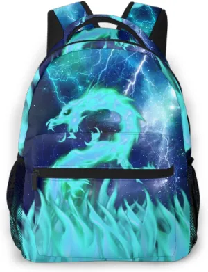 Cyan Dragon Backpack for Boys Girls Kids Cool Lighting Bookbags for 2nd 3rd 4th 5th 6th Grade Back to School Animal Backpacks