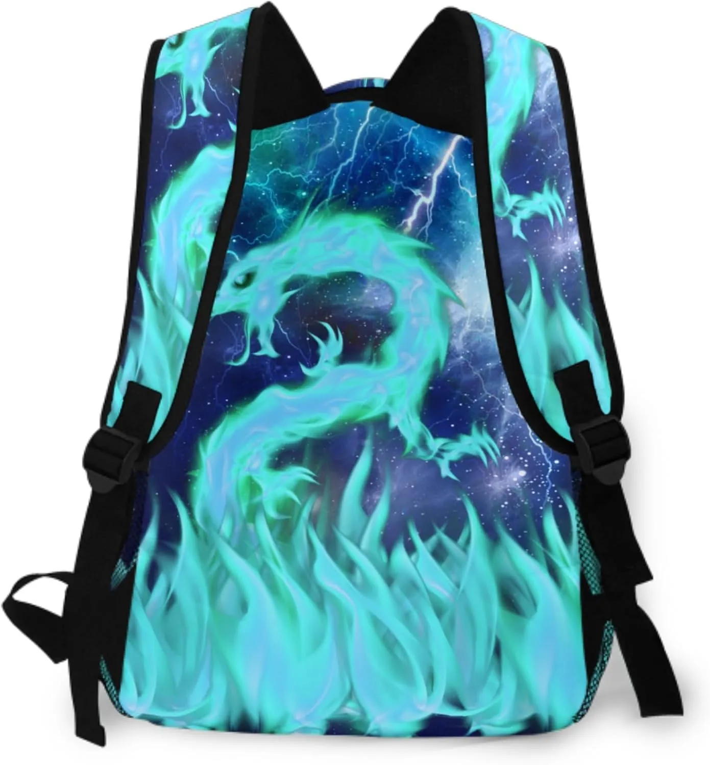 Cyan Dragon Backpack for Boys Girls Kids Cool Lighting Bookbags for 2nd 3rd 4th 5th 6th Grade Back to School Animal Backpacks