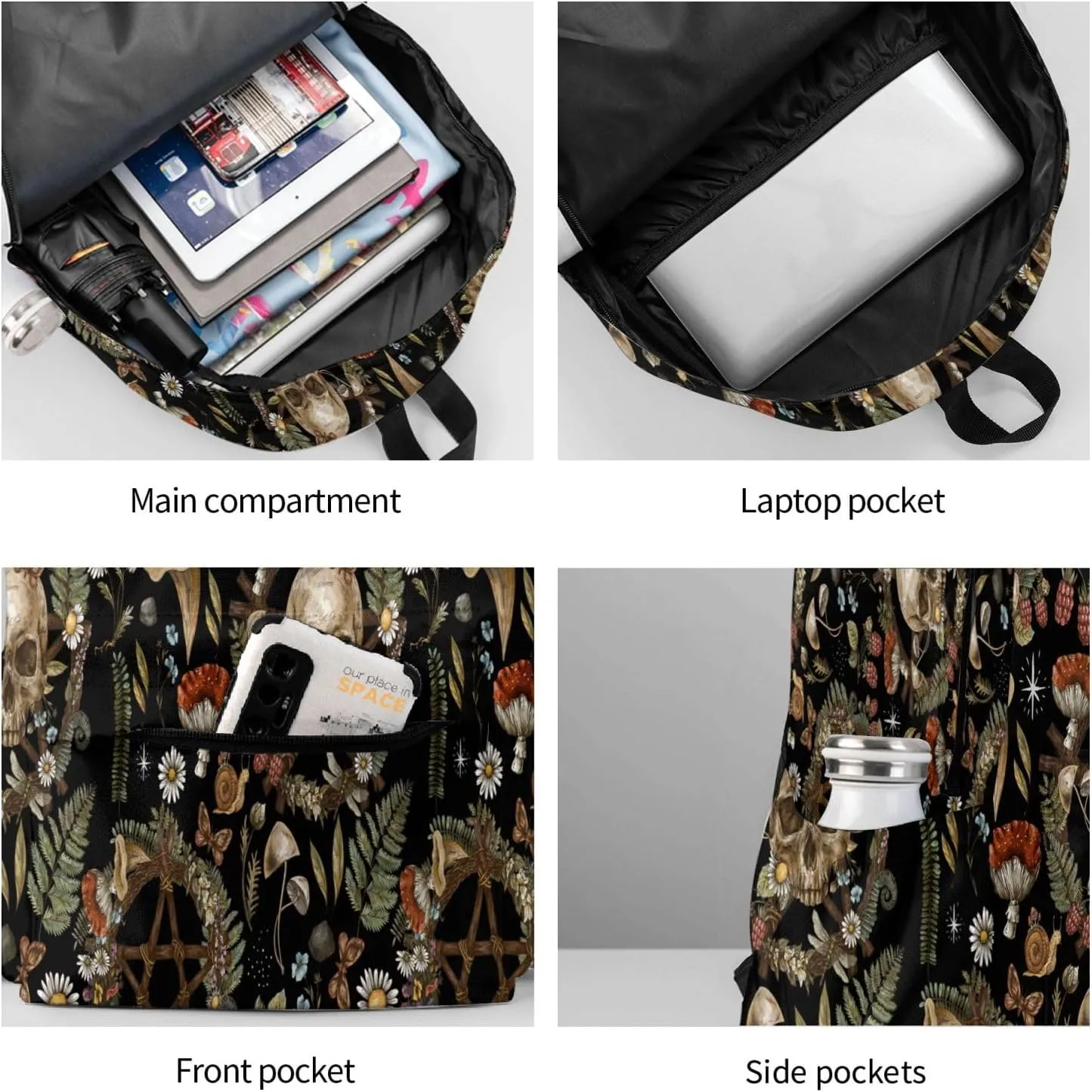 Daisy Butterfly Dragonfly Mushroom Stylish Backpack With Adjustable Padded Shoulder Straps Daypacks For College Travel