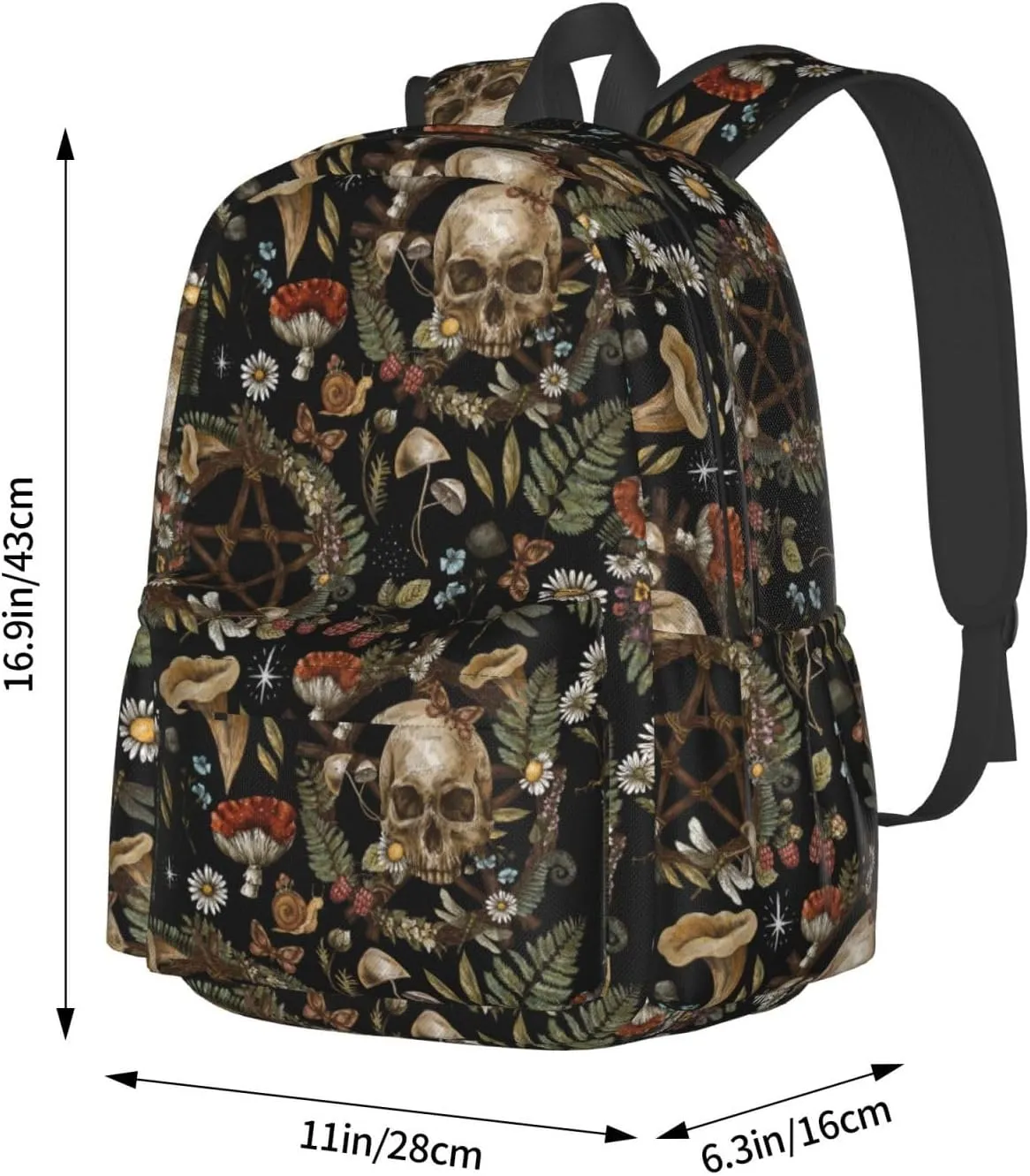 Daisy Butterfly Dragonfly Mushroom Stylish Backpack With Adjustable Padded Shoulder Straps Daypacks For College Travel