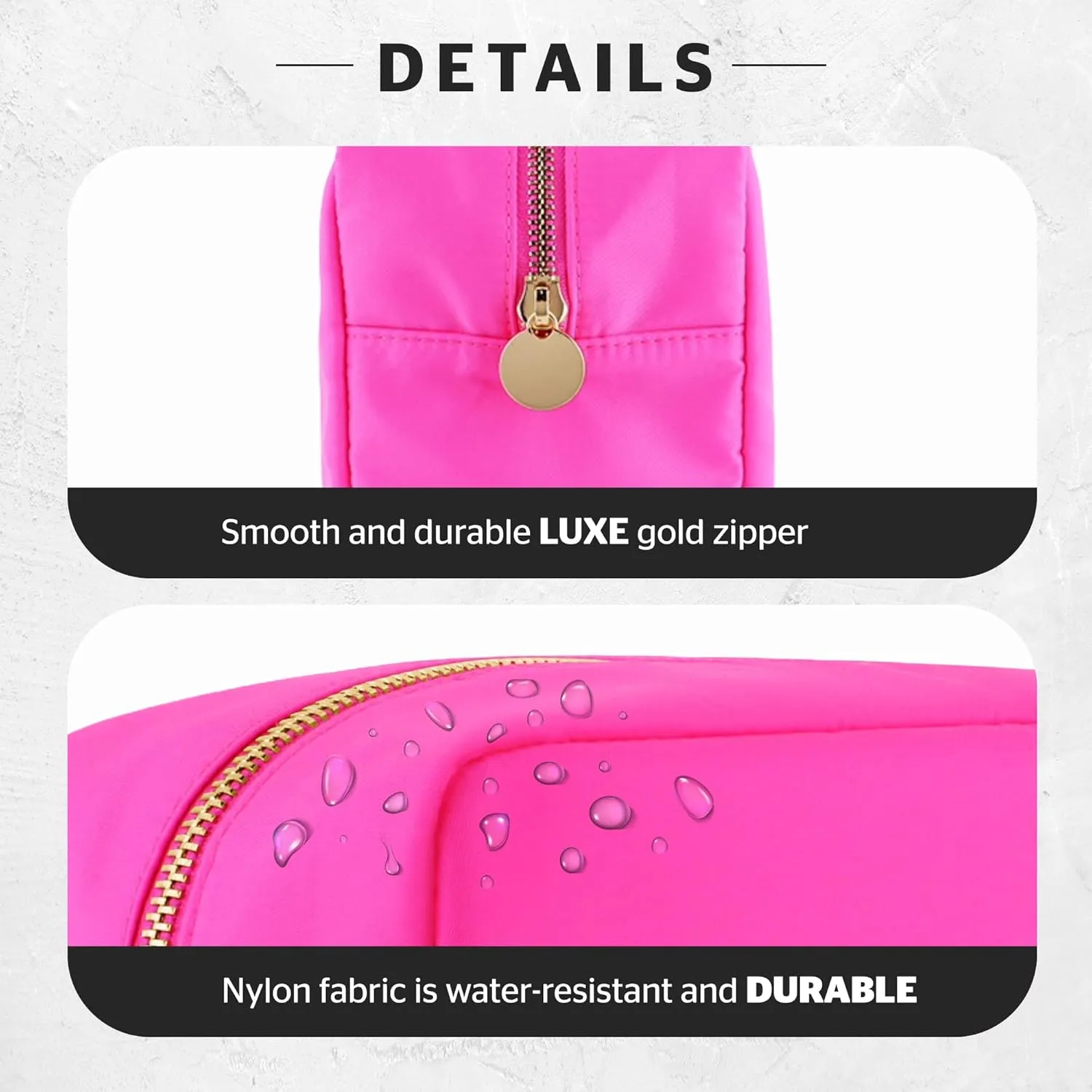 DANCOUR Nylon Makeup Bags for Women Large Preppy Travel Toiletry Pouch Cosmetic Bag Makeup Organizer