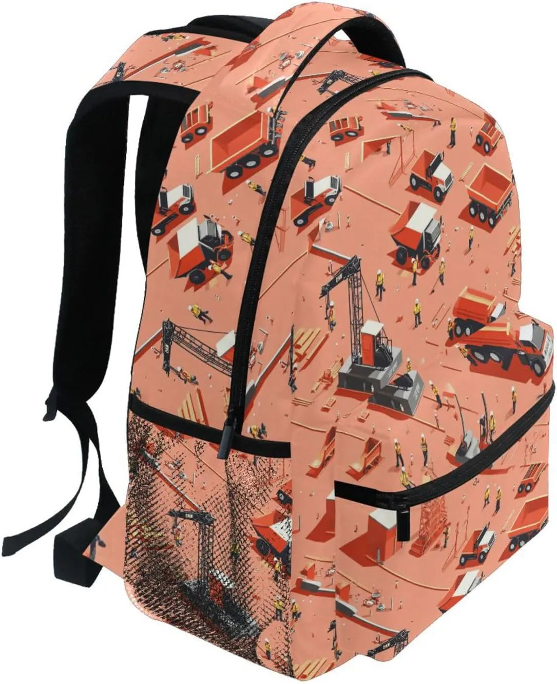 Day Backpack for Teens Boys Girls Fashion Travel Laptop Backpack with Chest Strap Gift Men & Women Construction Scene Highway Construction Bulldozer
