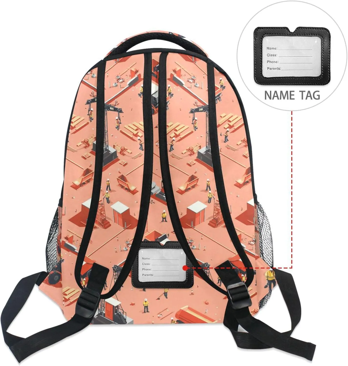 Day Backpack for Teens Boys Girls Fashion Travel Laptop Backpack with Chest Strap Gift Men & Women Construction Scene Highway Construction Bulldozer