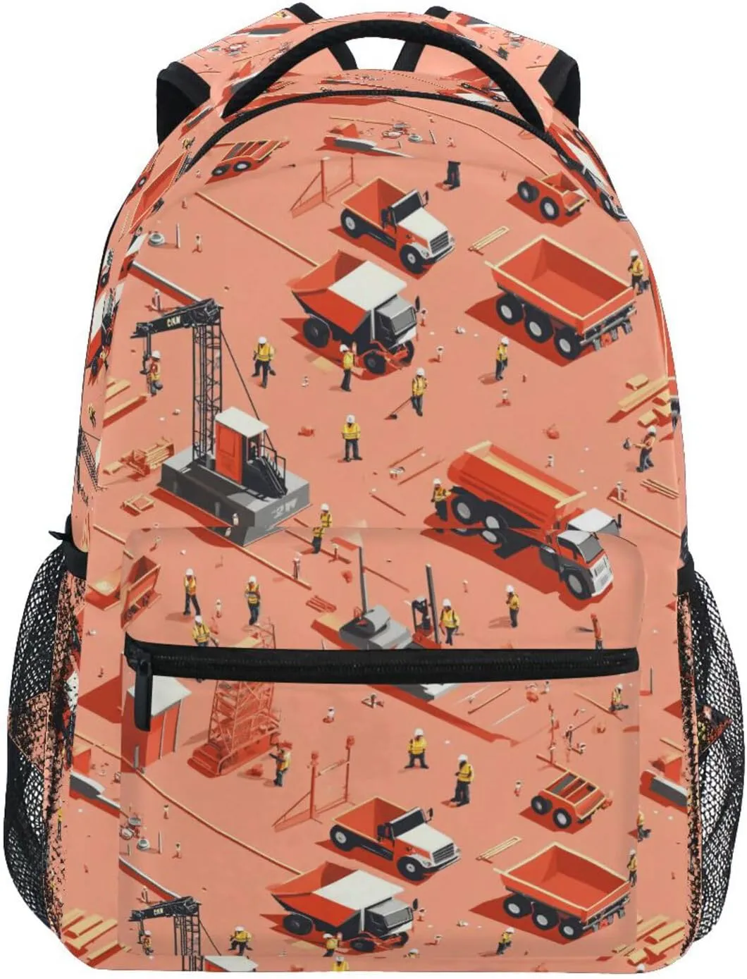 Day Backpack for Teens Boys Girls Fashion Travel Laptop Backpack with Chest Strap Gift Men & Women Construction Scene Highway Construction Bulldozer