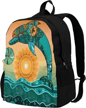 Delerain Dolphin Kids Backpack School Book Bag Travel Daypack Shoulder Bag 17 Inch Plus Lightweight Laptop Bag For 1-6th Grade Boys Girls Back To School