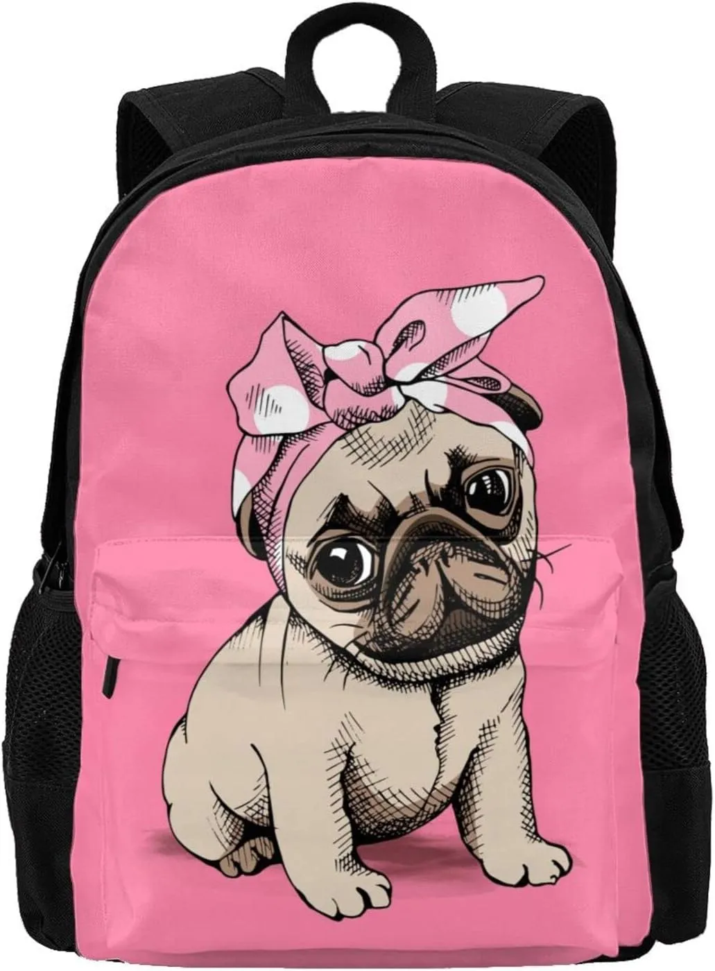 Delerain Pug Kids Backpack School Book Bag Travel Daypack Shoulder Bag 17 Inch Plus Laptop Bag for Boys Girls