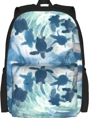 Delerain Sea Turtles Kids Backpack School Book Bag Travel Daypack Shoulder Bag 16 Inch Plus Lightweight Laptop Bag for 1-6th Grade Boys Girls Back to School