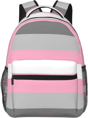 Demigirl Pride Flag Backpack Double Shoulder Bag 15 Inch Laptop Bagpack for Hiking Work Camping Travel