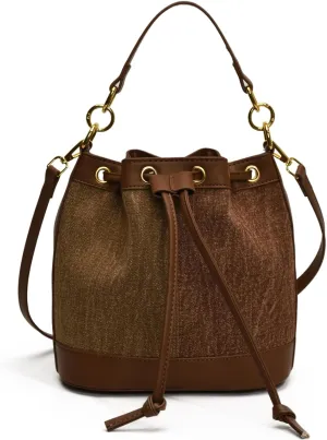 Denim Bucket Bag for Women Handbag Trendy Jean Purse Drawstring Crossbody Shoulder Bag