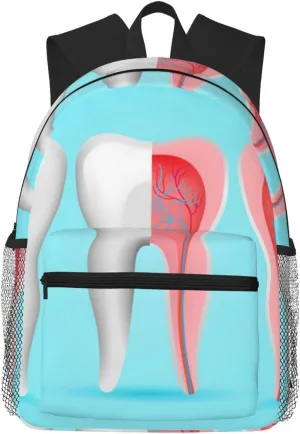 Dentist Tooth Backpack, Travel Laptop Backpack Computer Bag Rucksack for Men Women Business Work Fits 15.6 Inch Notebook