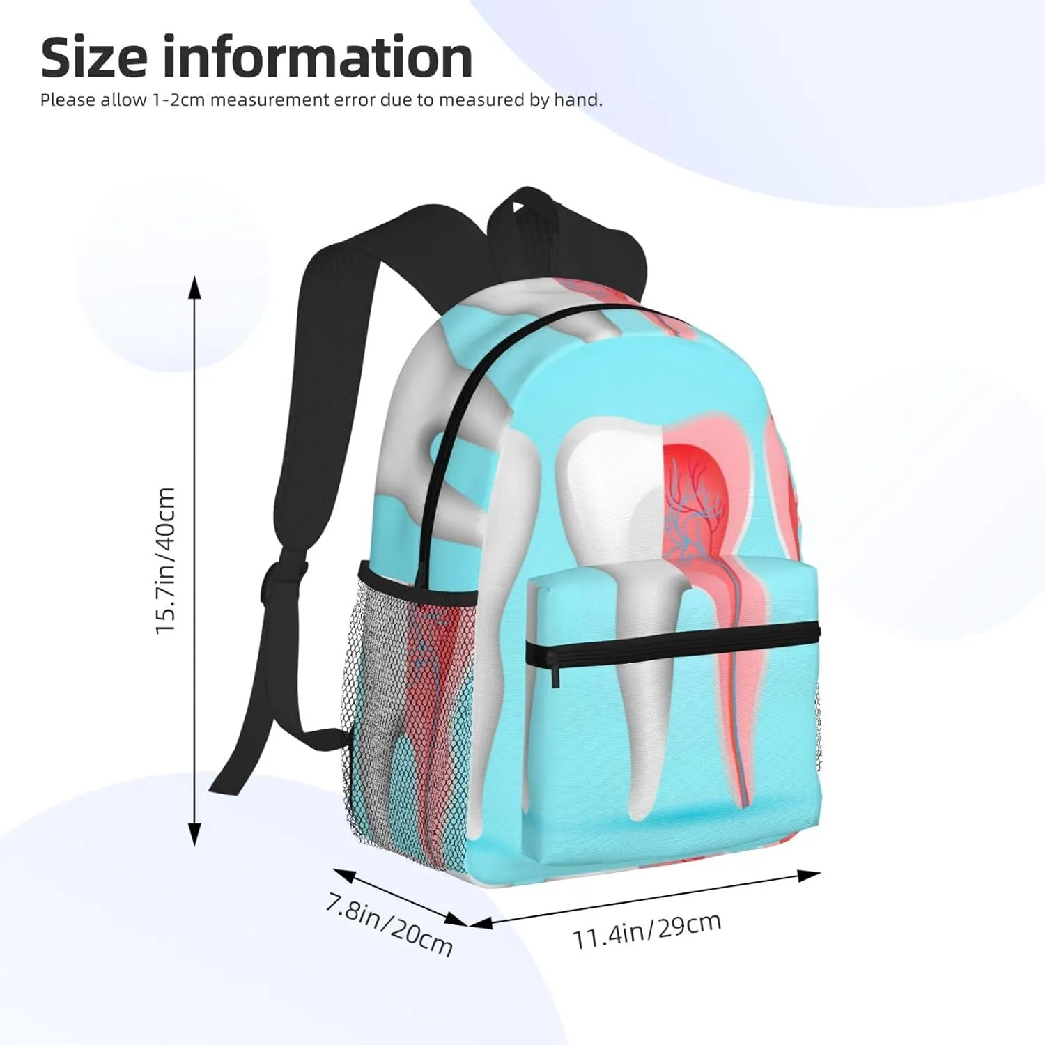 Dentist Tooth Backpack, Travel Laptop Backpack Computer Bag Rucksack for Men Women Business Work Fits 15.6 Inch Notebook