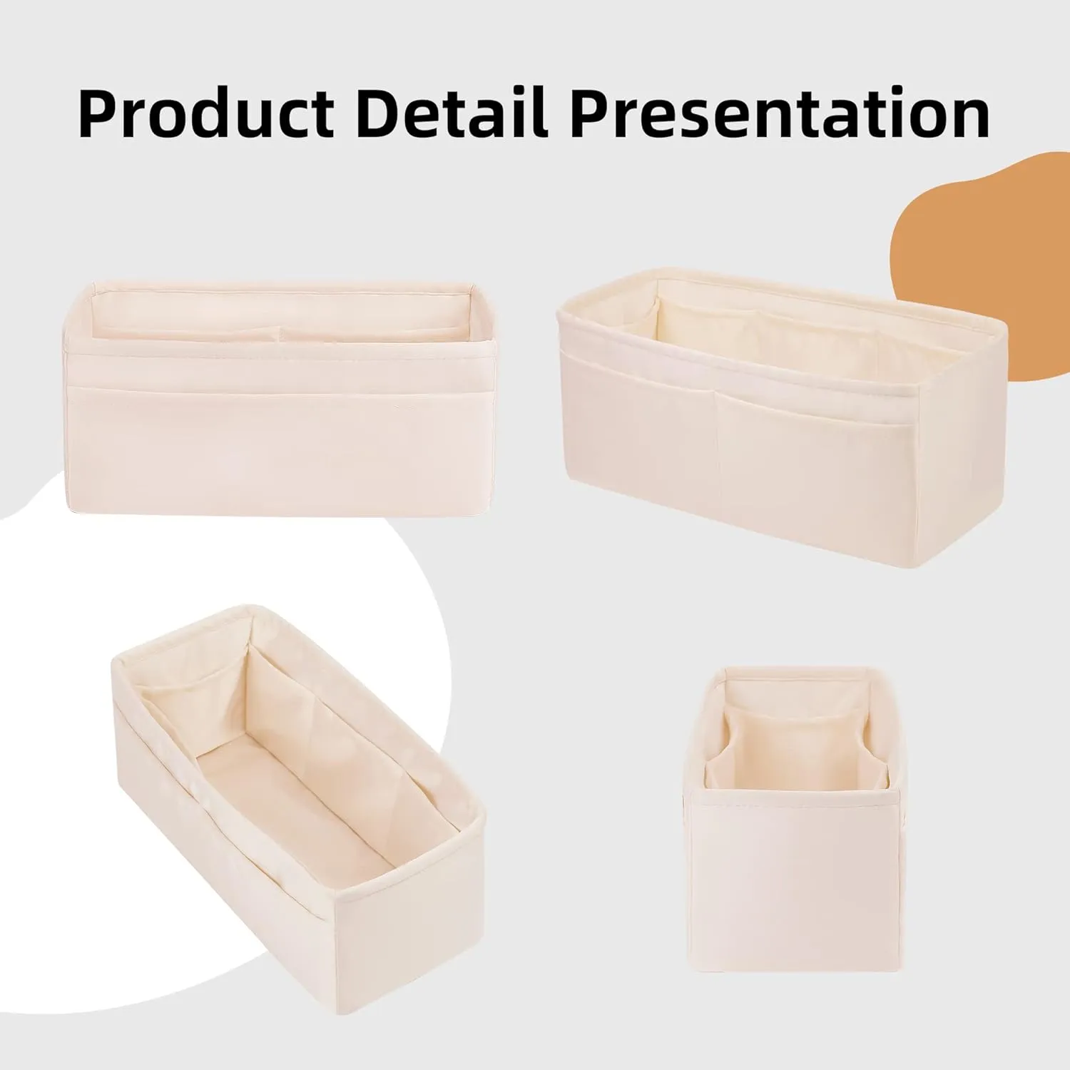 DGAZ Luxury Silk Purse Organizer Insert for Hermes 24/24 Mini/29/35 Bags, Tailored Handbag Organizer (Craie, Tan)