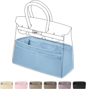DGAZ Purse Organizer Silky Smooth Fits Birkin 20/25/30/35/40/45/50 Bags,Silk,Luxury Handbag Tote in Bag Shapers, Women(Azure,BK35)