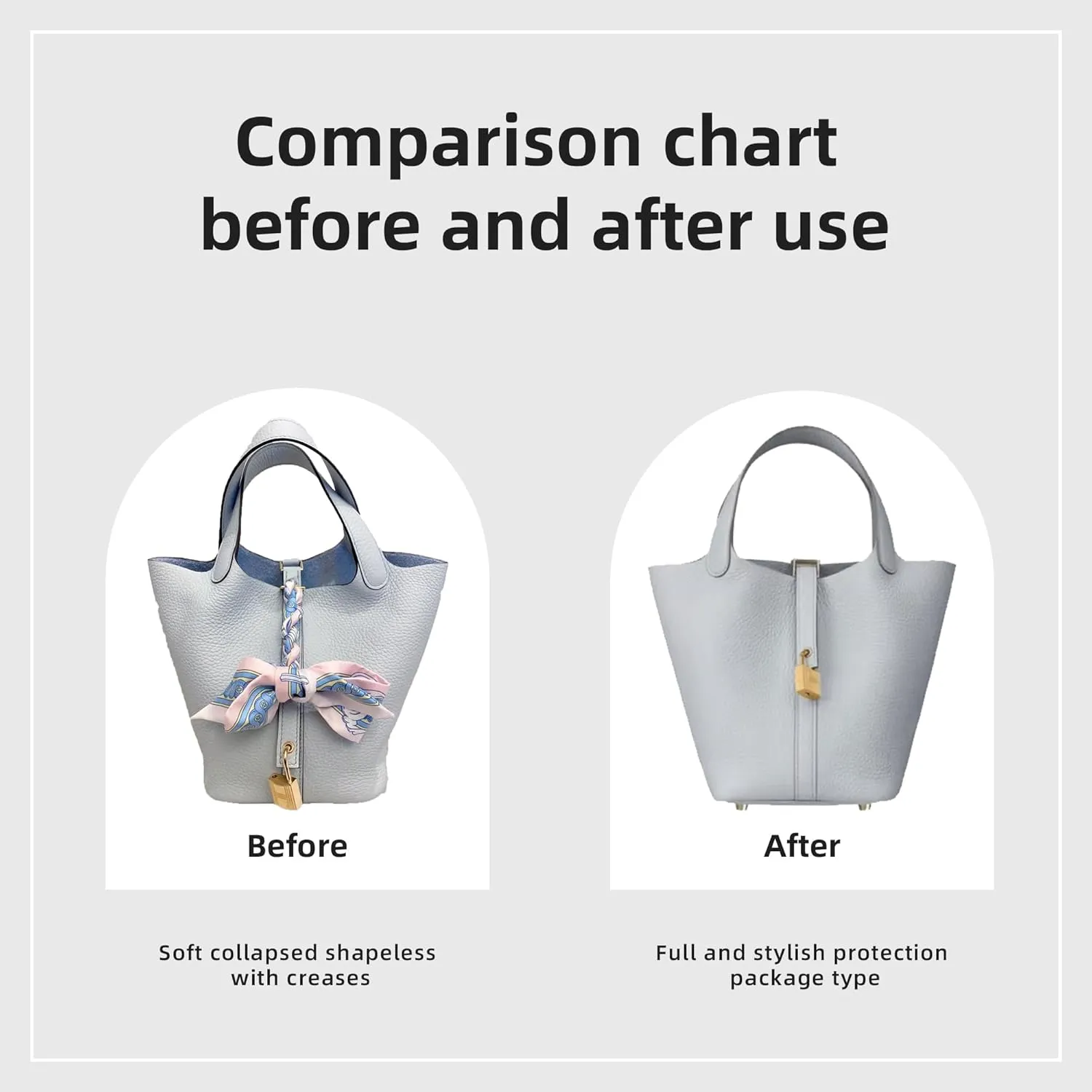 DGAZ Purse Organizer Silky Smooth For Picotin 14/18/22/26/31 Bags,Silk,Luxury Handbag Tote in Bag Shapers(Azure,PC22)