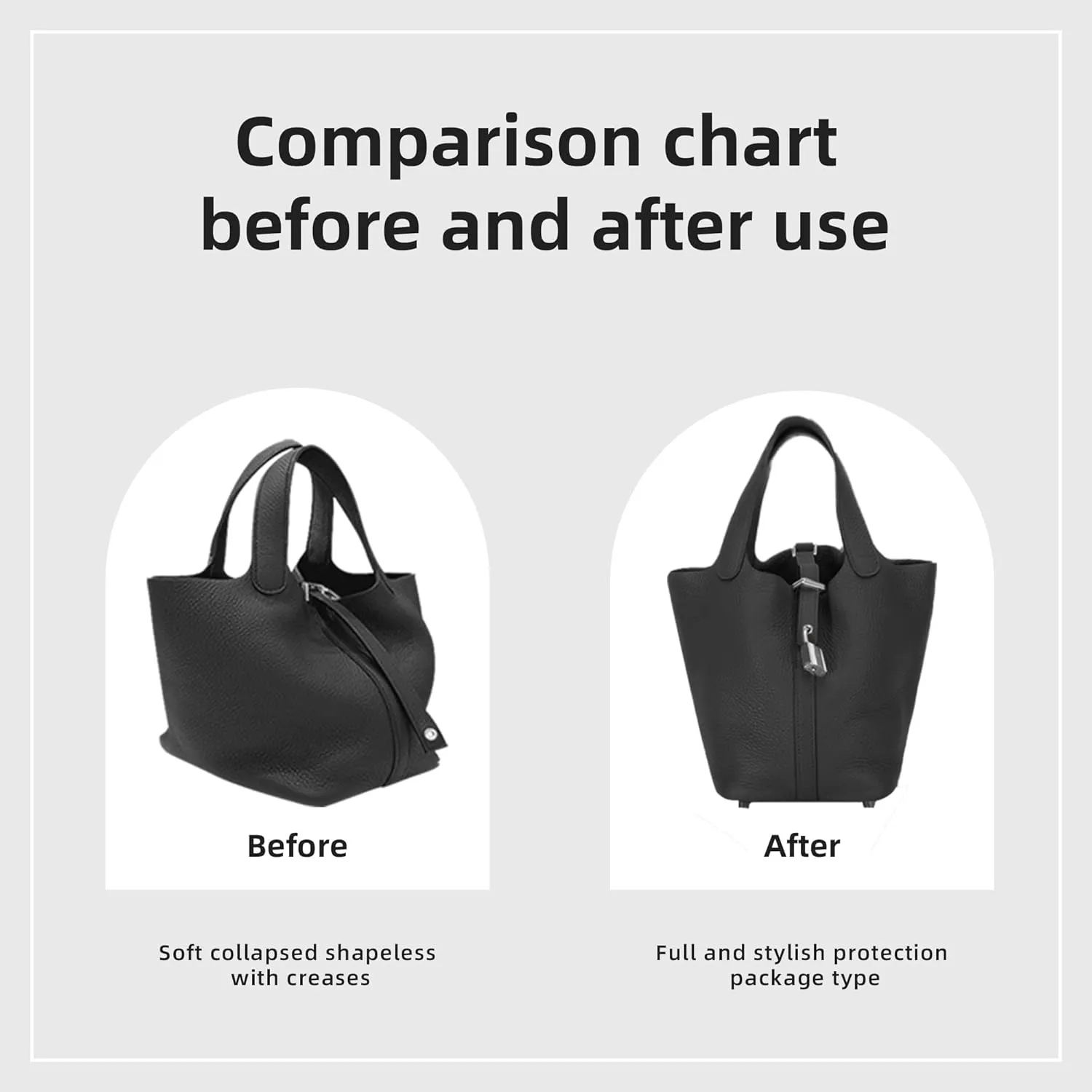 DGAZ Purse Organizer Silky Smooth,Silk,Luxury Handbag Tote in Bag Shapers, Women- Fits picotin18/22Bags (Black, PC18)