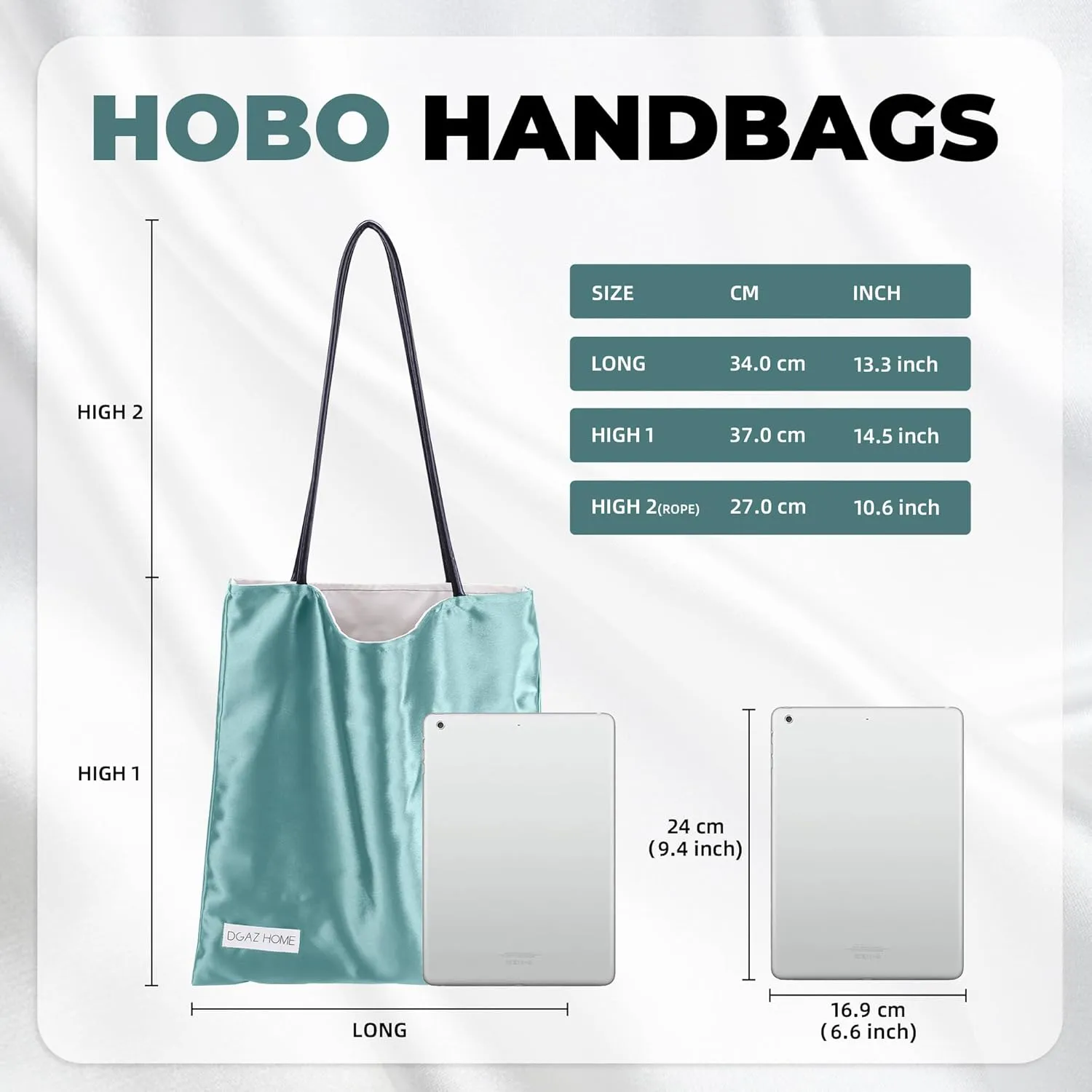 DGAZ Silk Designer Bags for Women, Luxury Tote Bag with Zipper, Large Shoulder Hobo Bags