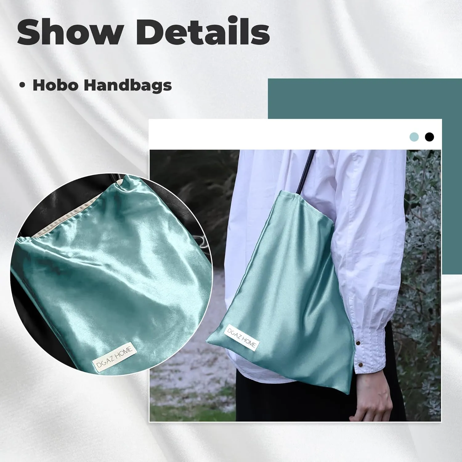 DGAZ Silk Designer Bags for Women, Luxury Tote Bag with Zipper, Large Shoulder Hobo Bags