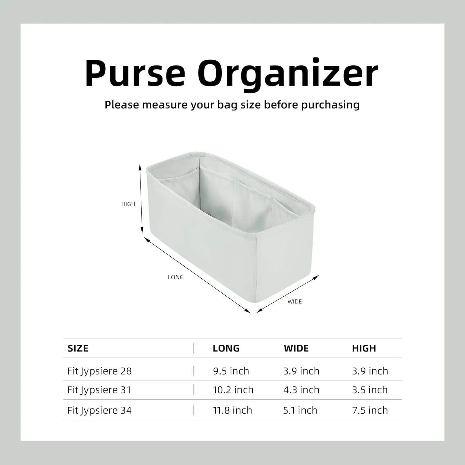 DGAZ Silk Purse Organizer Insert Fits Hermes Jypsiere Bags, Silky Smooth Bag Organizer，Luxury Handbag & Tote Shaper(Beton,Jypsiere 28)