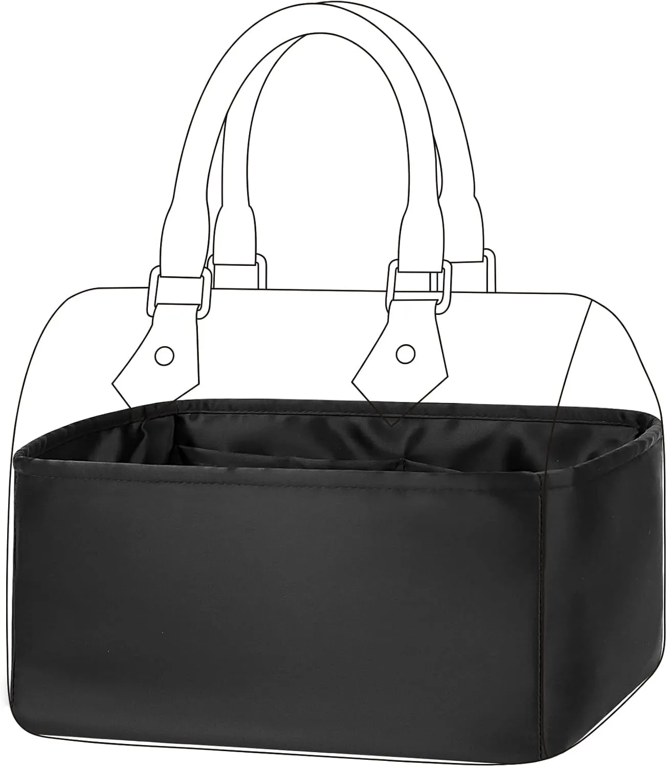 DGAZ Silk Purse Organizer Insert Fits LV Speedy 16/20/25/30/35/45 bags，Silky Smooth Bag Organizer，Luxury Handbag & Tote Shaper（Black，SP25）