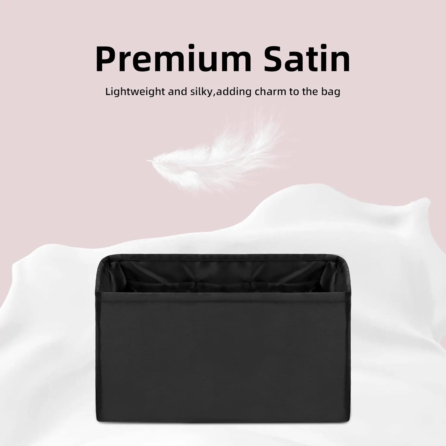 DGAZ Silk Purse Organizer Insert Fits LV Speedy 16/20/25/30/35/45 bags，Silky Smooth Bag Organizer，Luxury Handbag & Tote Shaper（Black，SP25）