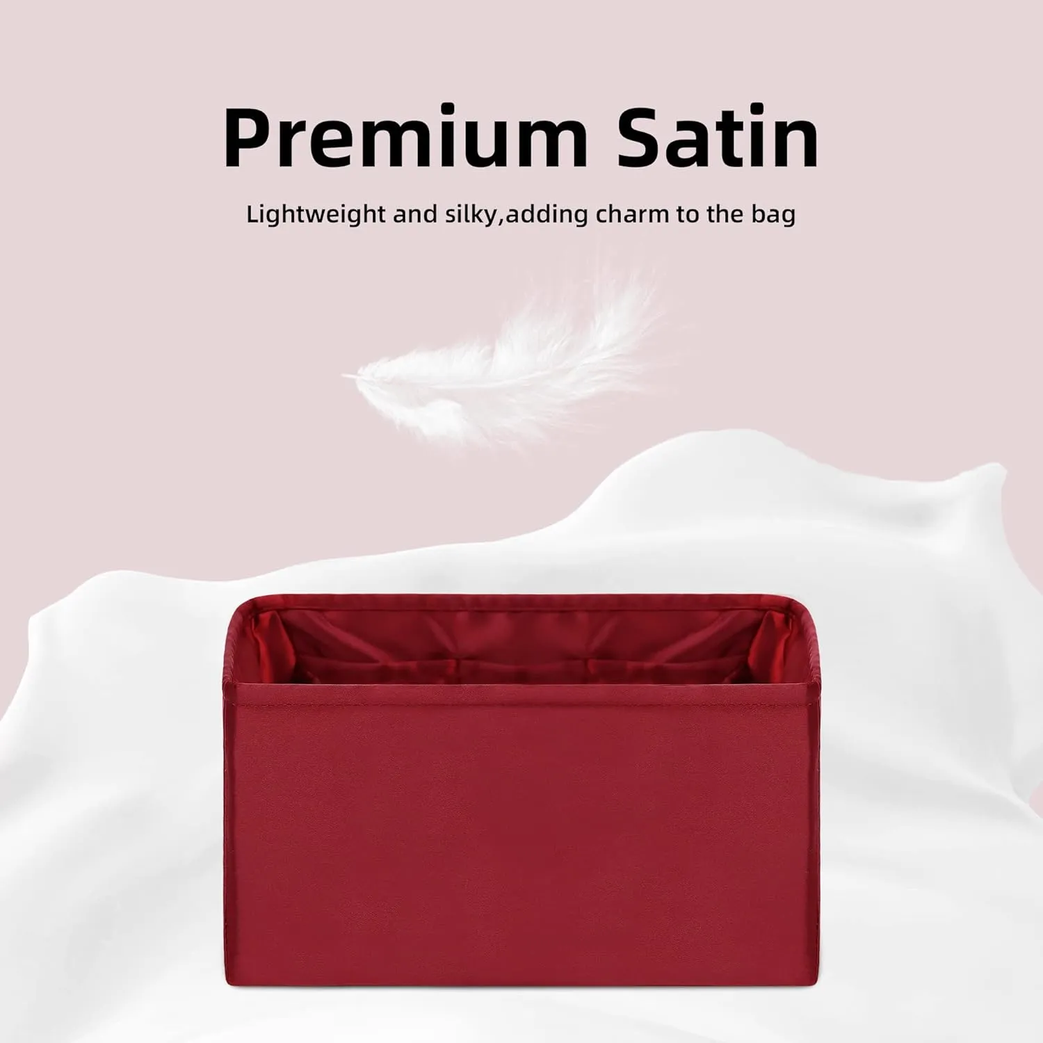 DGAZ Silk Purse Organizer Insert Fits LV Speedy 16/20/25/30/35/45 bags，Silky Smooth Bag Organizer，Luxury Handbag & Tote Shaper（Wine Red，SP25）