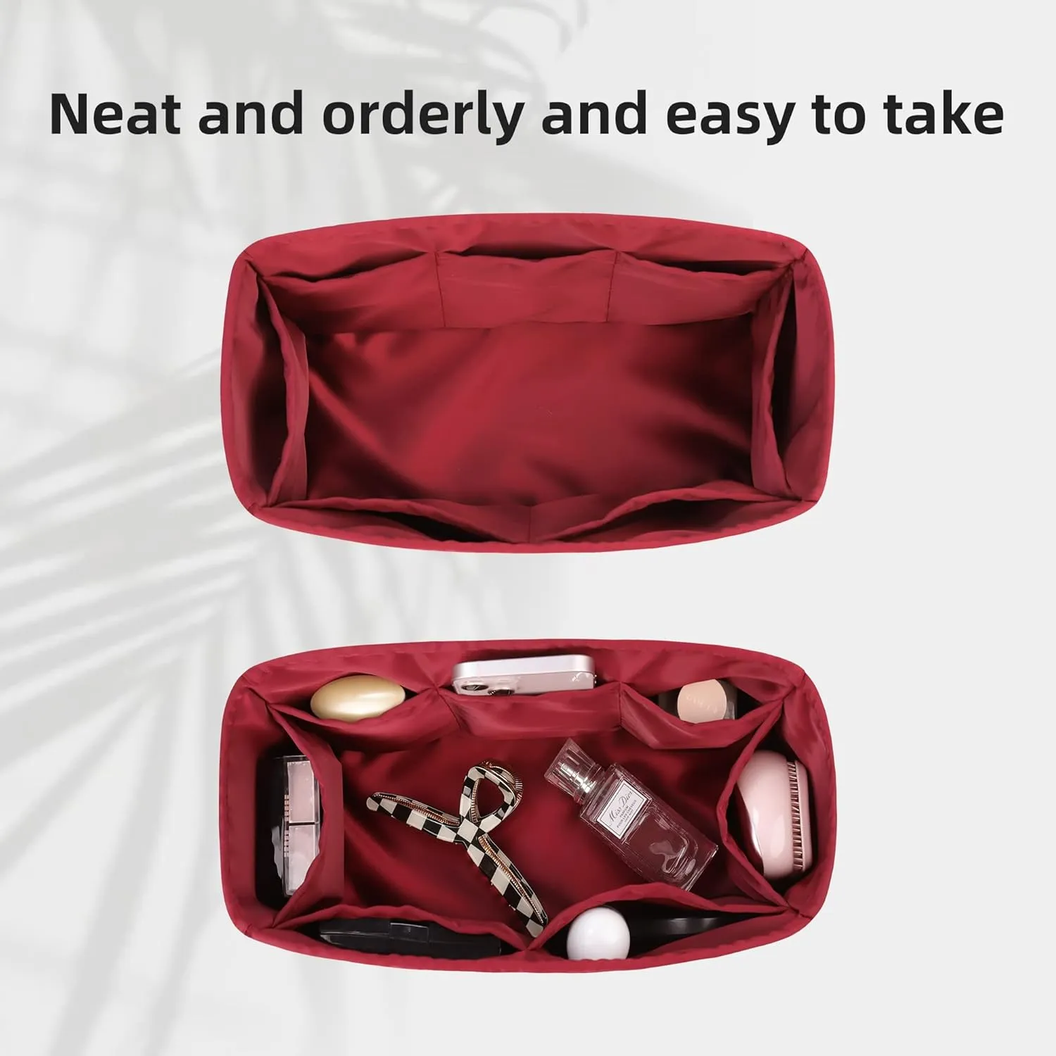 DGAZ Silk Purse Organizer Insert Fits LV Speedy 16/20/25/30/35/45 bags，Silky Smooth Bag Organizer，Luxury Handbag & Tote Shaper（Wine Red，SP25）