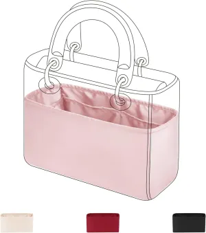 DGAZ Silk Purse Organizer Insert For Lady-Dior Micro/Mini/S/M/L bags，Silky Smooth Bag Organizer，Luxury Handbag & Tote Shaper（Pink，M）