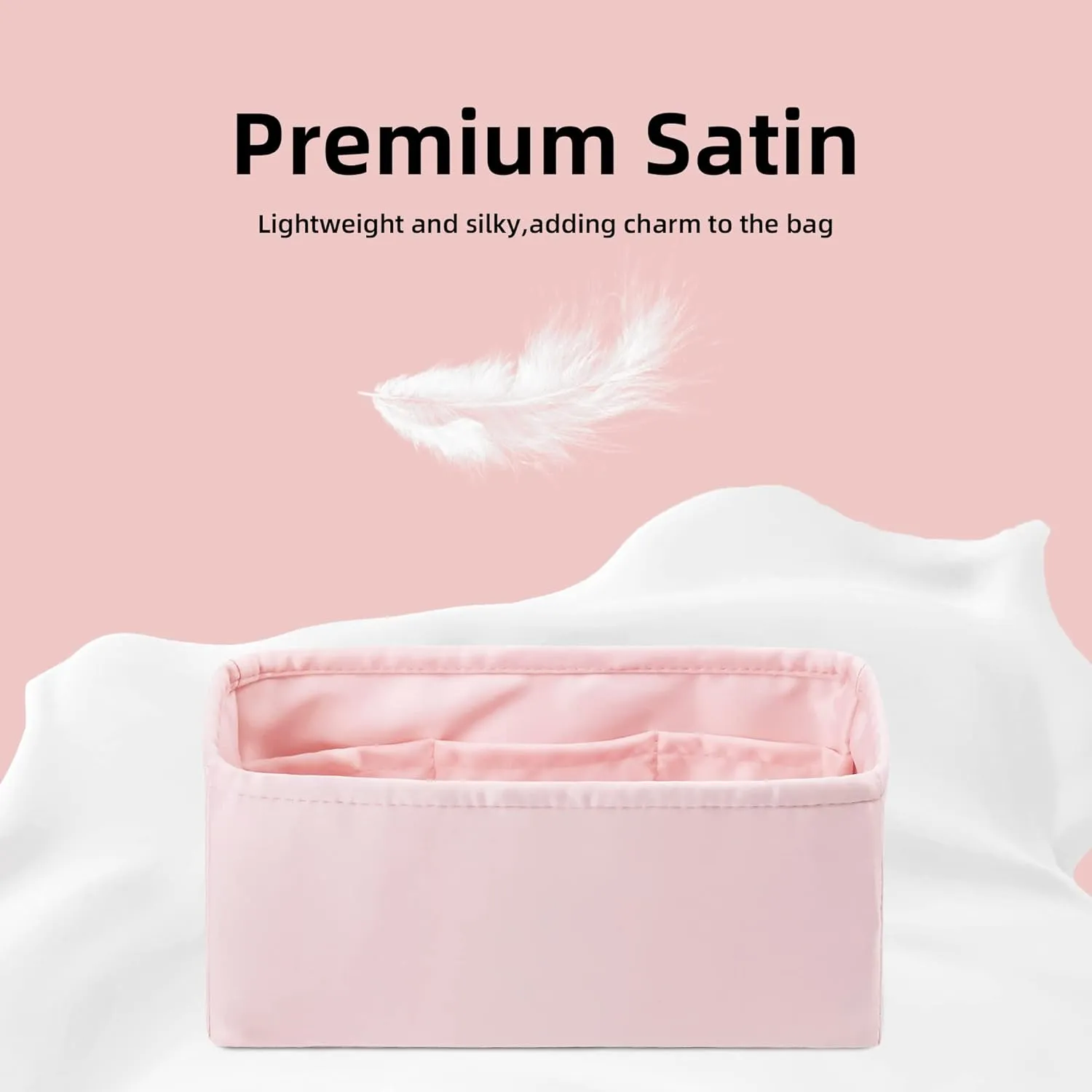 DGAZ Silk Purse Organizer Insert For Lady-Dior Micro/Mini/S/M/L bags，Silky Smooth Bag Organizer，Luxury Handbag & Tote Shaper（Pink，M）