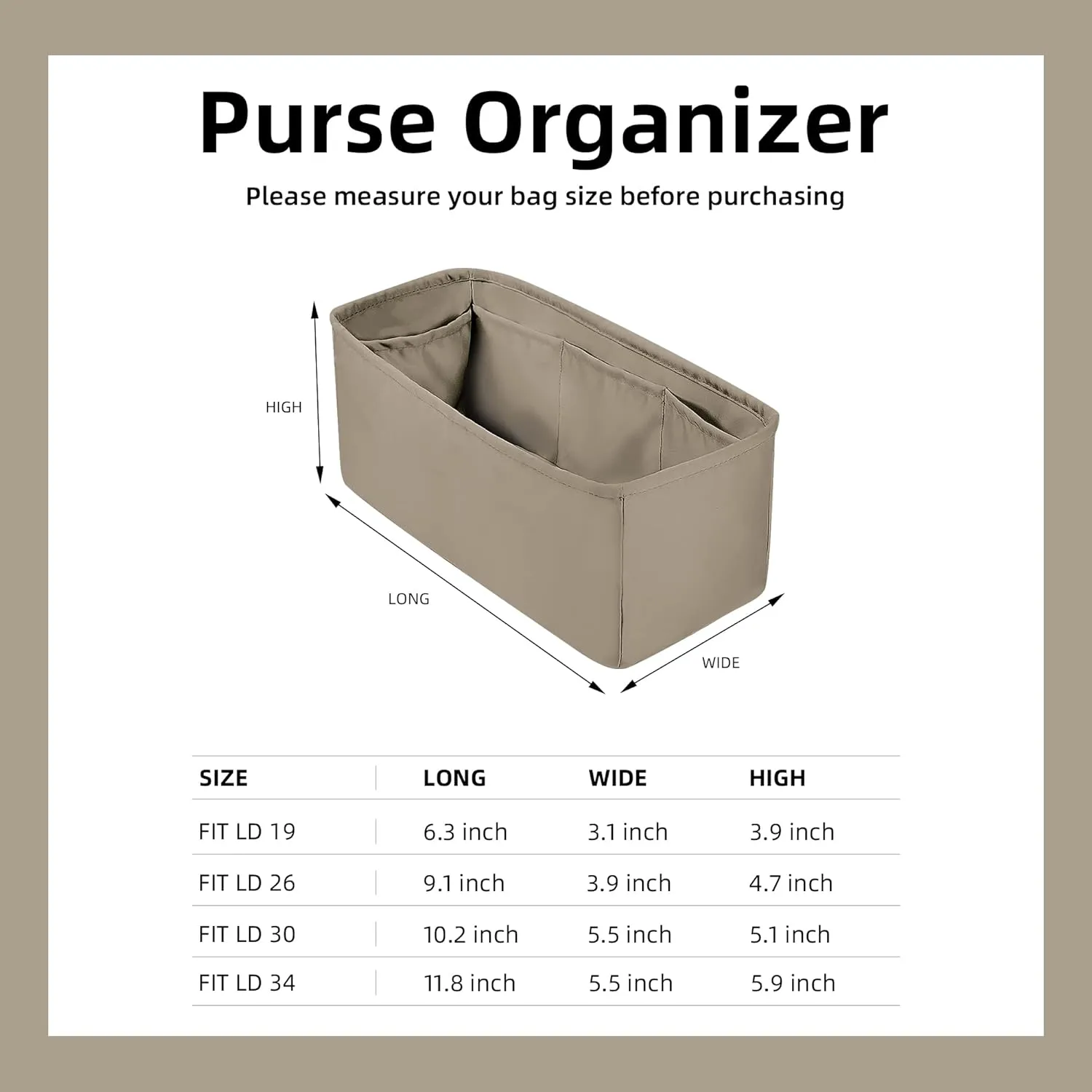 DGAZ Silk Purse Organizer Insert For Lindy 19/26/30/34 Bags, Silky Handbag & Tote Organizer, Bag in Bag,Simplicity Handbag & Tote Organizer