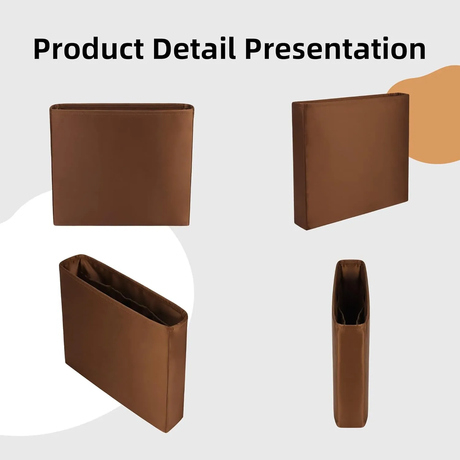 DGAZ Silky Purse Organizer Insert Fits Evelyne TPM/PM/GM/TGM Bags, Luxury Handbag & Tote Organizer, Simplicity bag organizer（Gold,TPM）