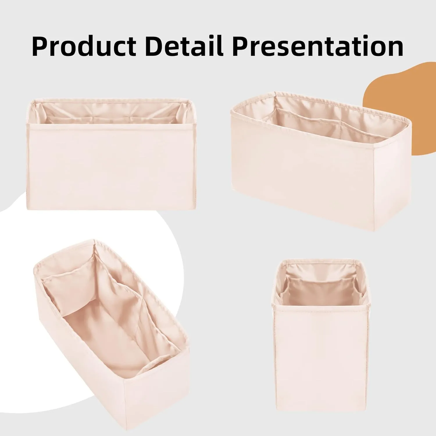 DGAZ Silky Purse Organizer Insert for Chanel Deauville Canvas Bags,Luxury Handbag & Tote Organizer,Simplicity bag organizer (Craie,M)