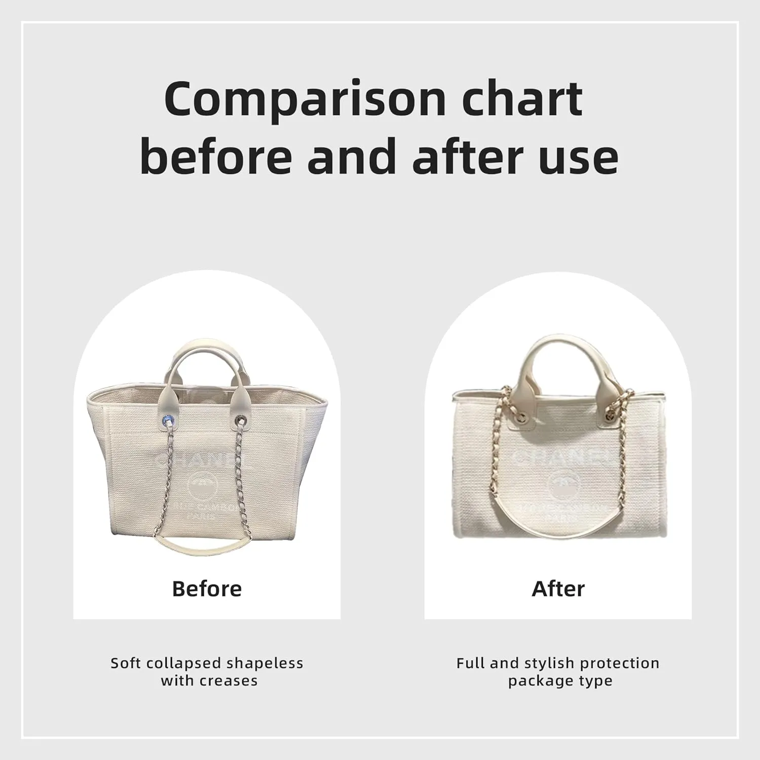 DGAZ Silky Purse Organizer Insert for Chanel Deauville Canvas Bags,Luxury Handbag & Tote Organizer,Simplicity bag organizer (Craie,M)