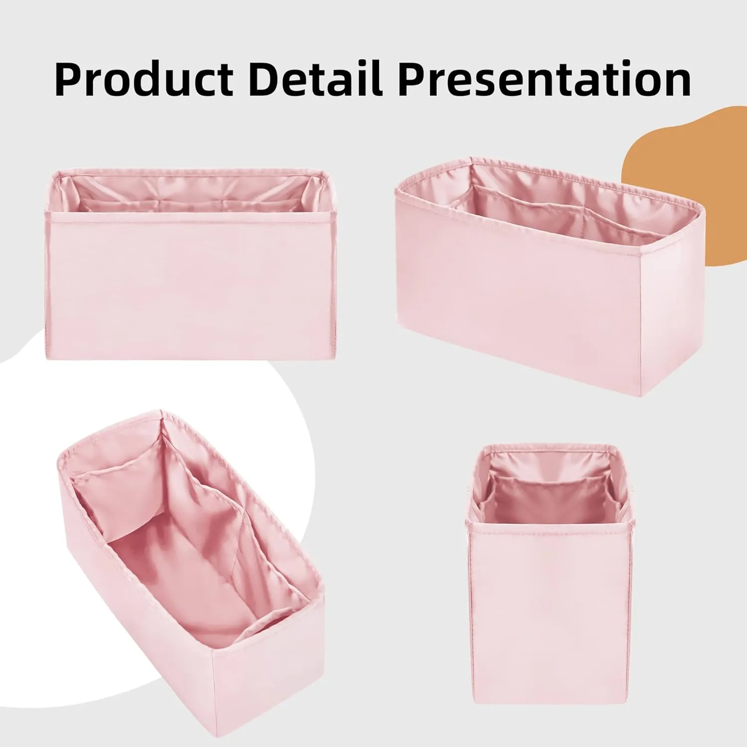 DGAZ Silky Purse Organizer Insert for Chanel Deauville Canvas Bags,Luxury Handbag & Tote Organizer,Simplicity bag organizer (Pink,M)