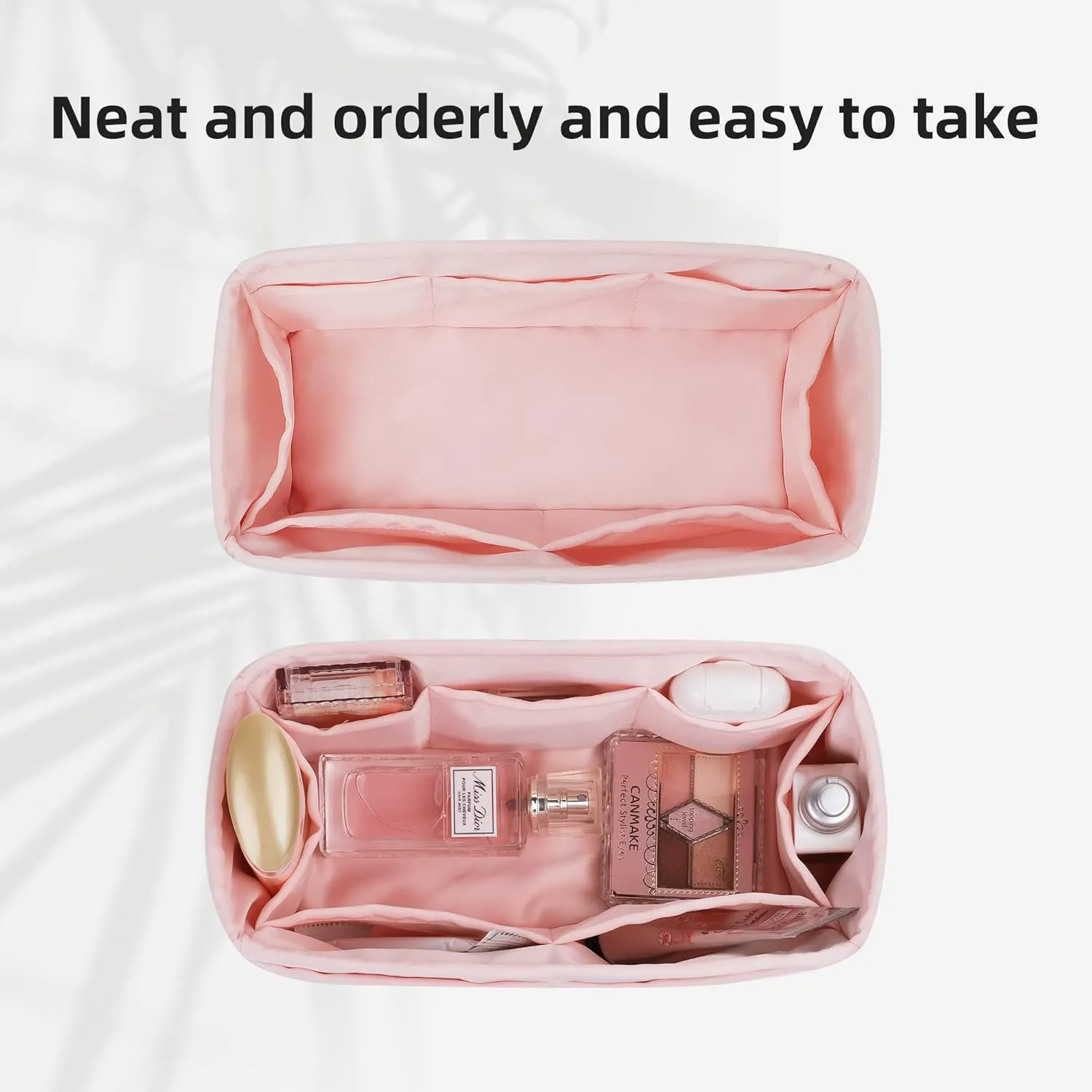 DGAZ Silky Purse Organizer Insert for Chanel Deauville Canvas Bags,Luxury Handbag & Tote Organizer,Simplicity bag organizer (Pink,M)