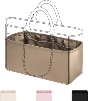 DGAZ Silky Purse Organizer Insert for Chanel Deauville Canvas Bags,Luxury Handbag & Tote Organizer,Simplicity bag organizer (S2 trench,M)