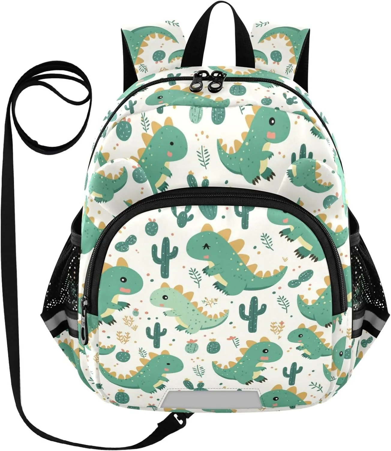 Dinosaur Preschool Backpack Cacti Leaves Daycare Bookbag School Backpack with Traction Rope for Kids 3-6