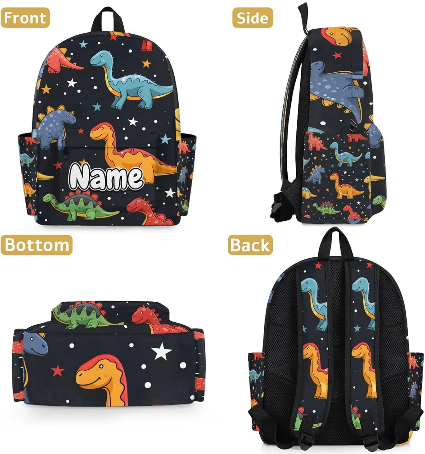 Dinosaurs Stars Personalized Backpack Bag with Name Lightweight Custom Shoulder Bags Waterproof Casual Backpacks Travel Laptop Bag 15.1in